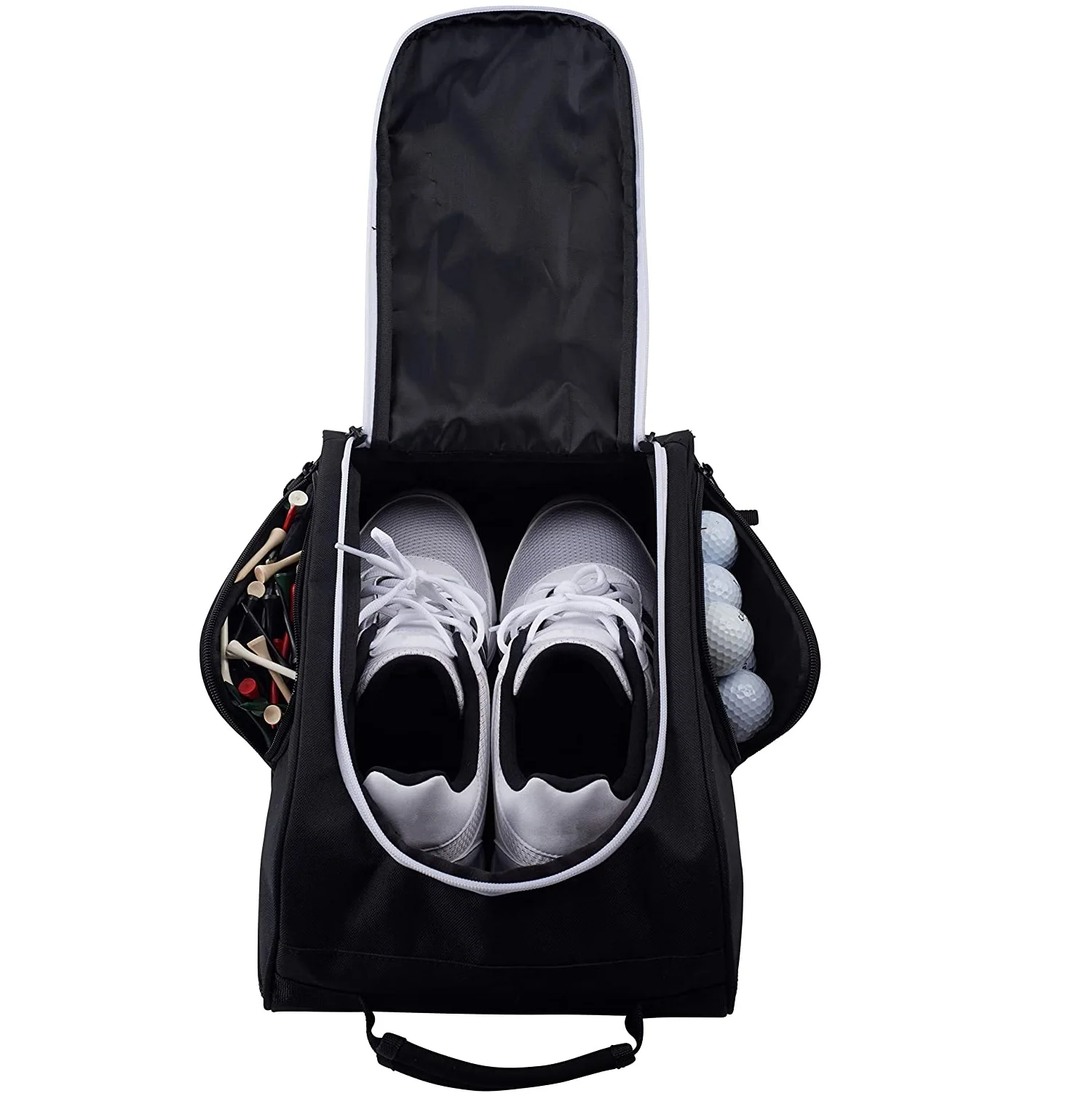 New 2021 factory wholesale Golf Shoe Bag Zippered Shoe Carrier Bags with Ventilation & Outside Pocket for Socks and Tees