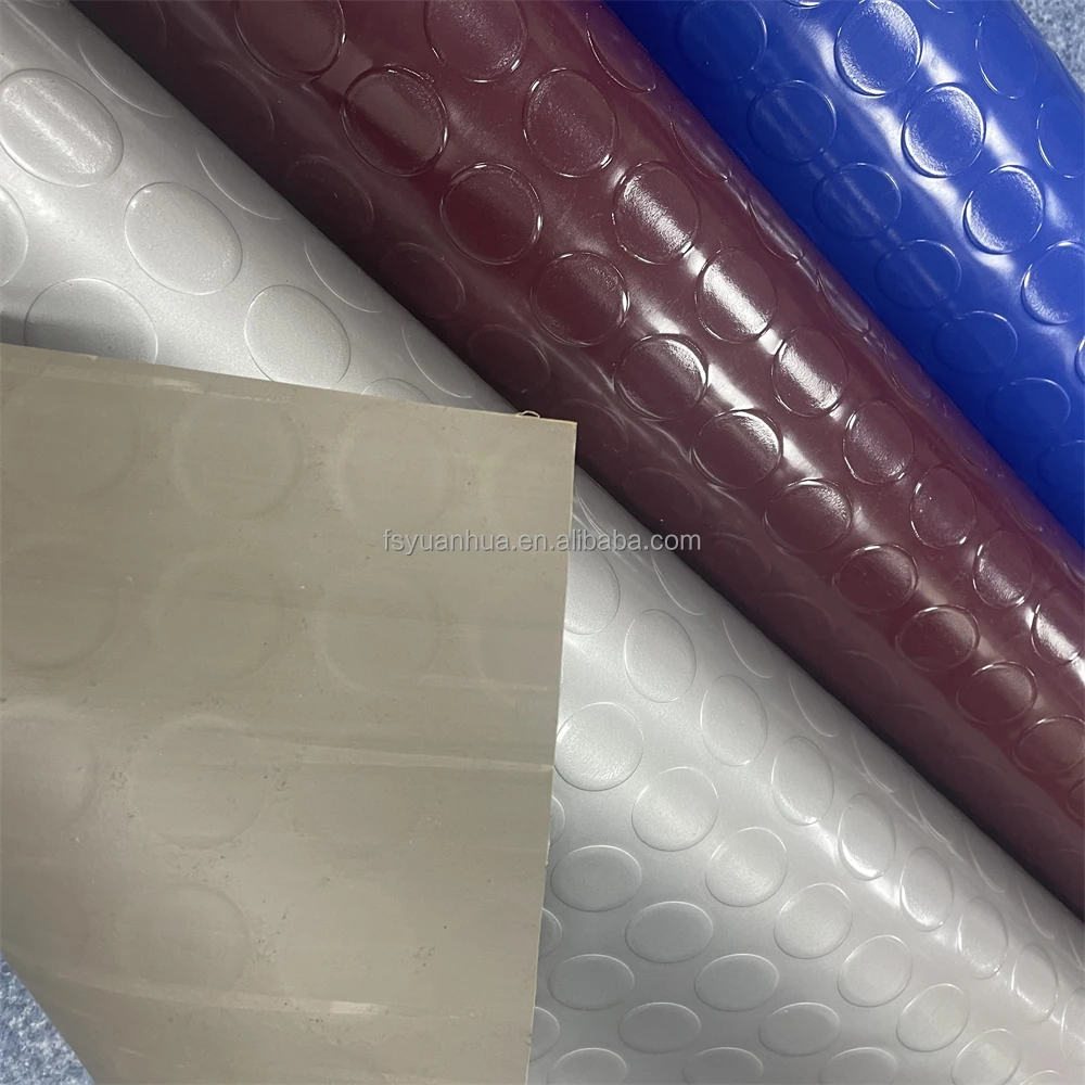 Waterproof Nonslip PVC Flooring Rolls round Button Surface Coin Mat Anti-Slip for Kitchen School Living Room Bedroom