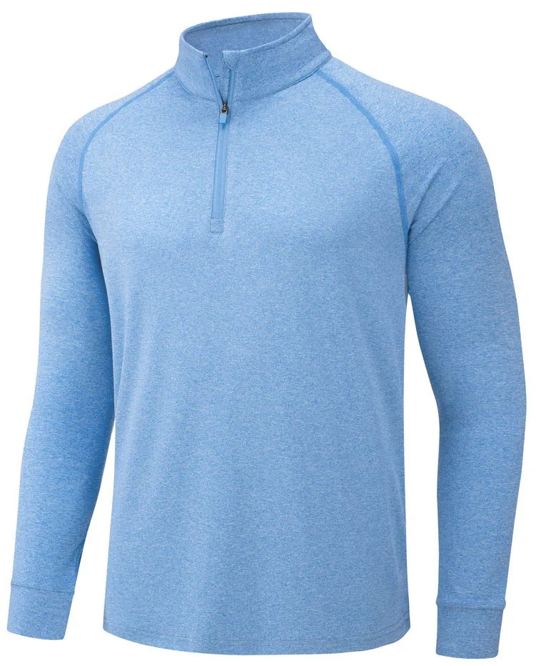 Custom LOGO UPF50+ Sun Protection 1/4 Zip Pullovers Mens Long Sleeve POLO Shirt High Quality Running