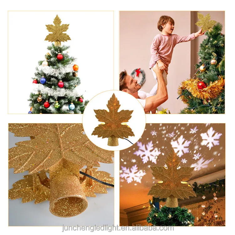 Rotating Snowflake Xmas tree Topper Projection Led Light