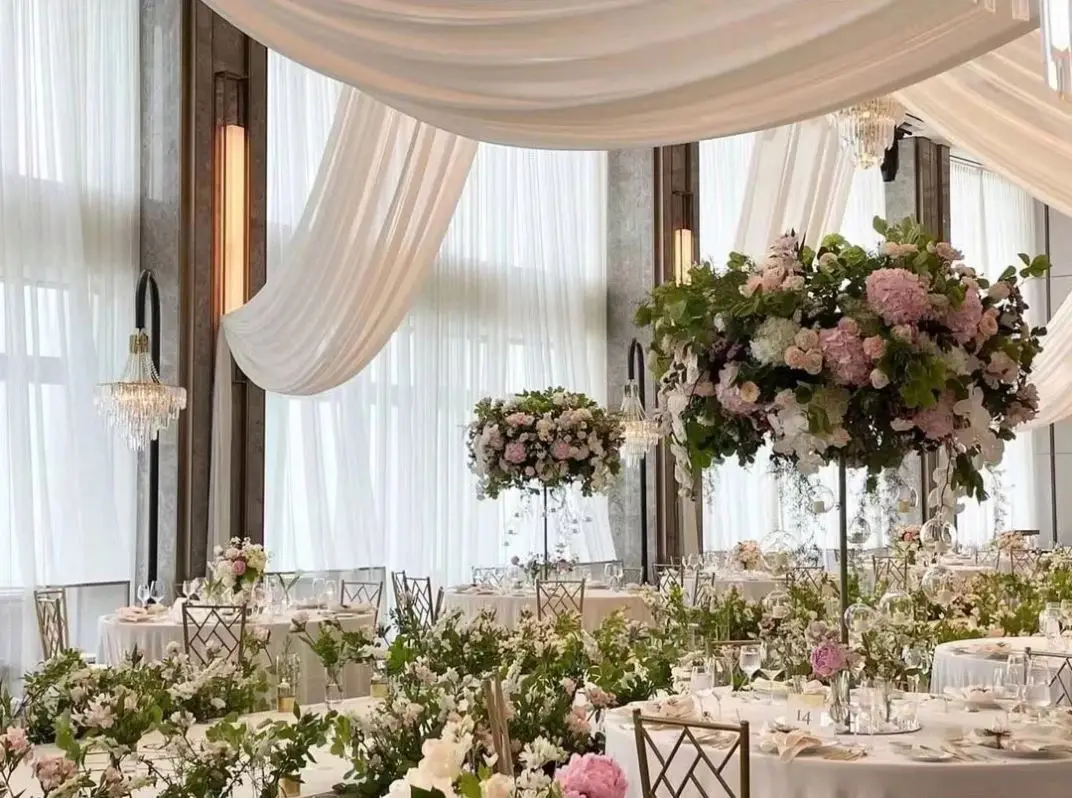 Wedding Hanging Ceiling Drape Elastic Cloth Waved Fabric Curtain for Backdrop Roof Hotel Top Decoration