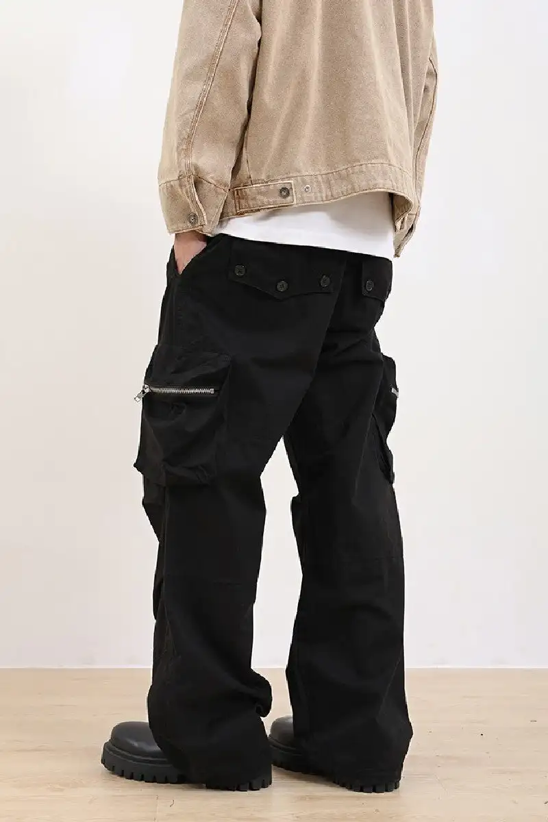 Softshell Canvas High Waist Vintage Distressed Jogger Waterproof Plastic Foot Multipocket Black Reflective Men Winter Cargo