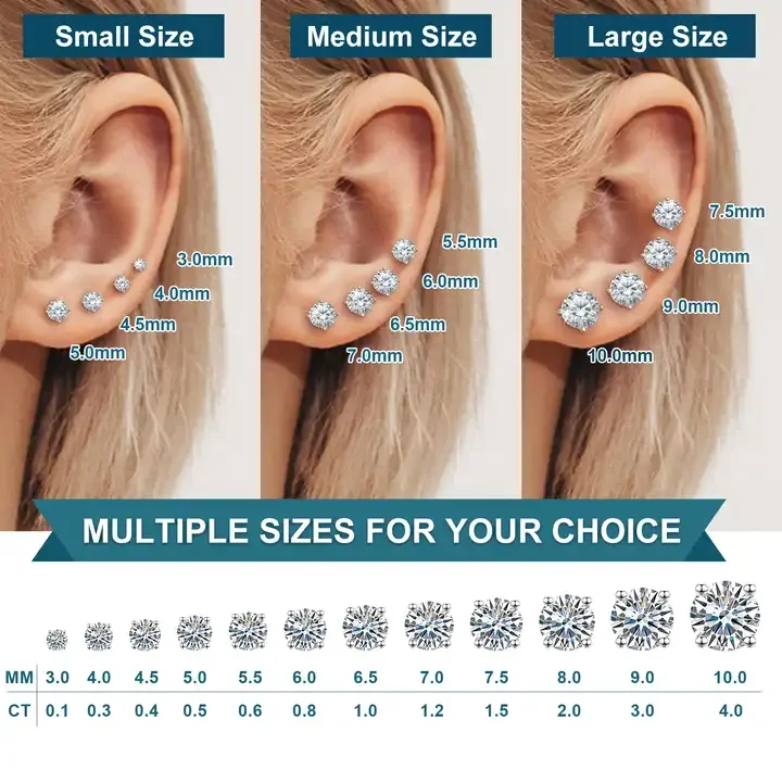 Coppia Orecchini A Perno Argento 925 Doppio Piercing – Fatto A Mano, Con Confezione Regalo - Foto 4
