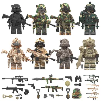 Hot Sale Delta Forces Marine Soldier Mini Figures Series Troops Cartoon Building Blocks Weapon Accessories Assembled Plastic Toy