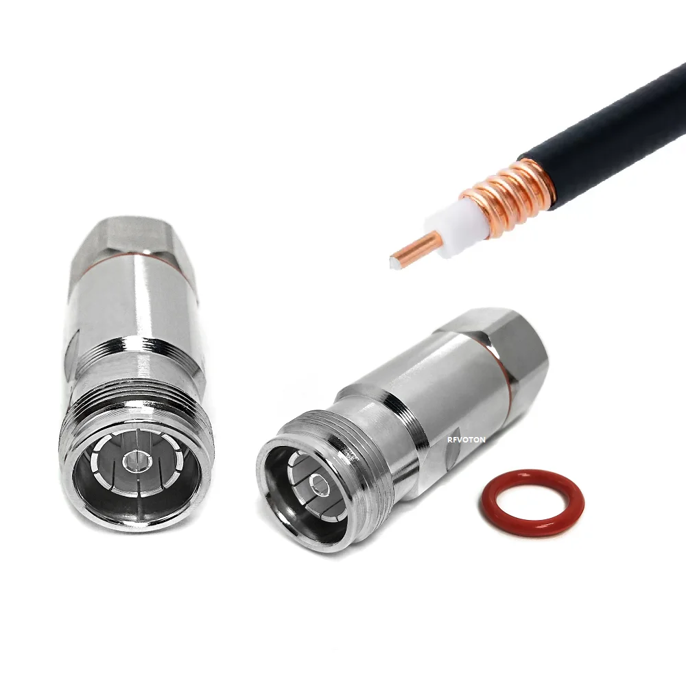 Factory Supply 4.3 - 10 Mini Din Female Jack for 1/2'' Feeder Corrugated Cable LDF4 1-2 Straight RF Coaxial Connector
