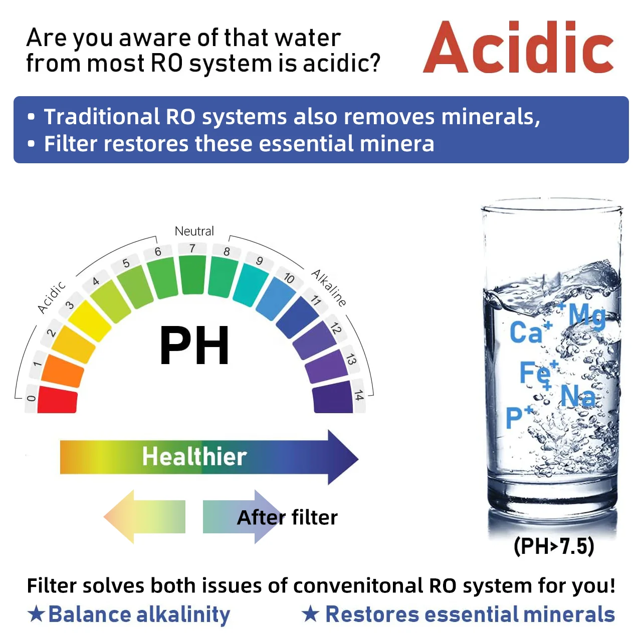 600G TDS Display Reverse Osmosis System and Lifetime Reminder Water Filter System With Alkaline Filter PX500
