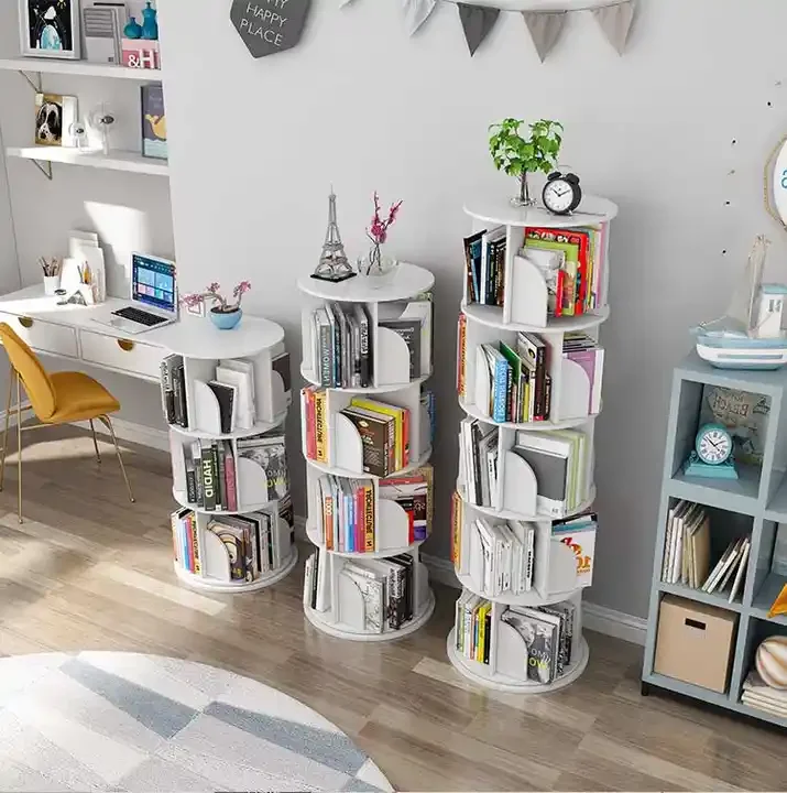 360 Degree Rotating Bookshelf Children Bookshelf Furniture Revolving Storage Holders Racks Bookcase for Kids 5set