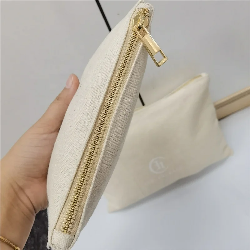 Customized Nature Cotton Zipper Bag For Clothing Black Cotton Zipper