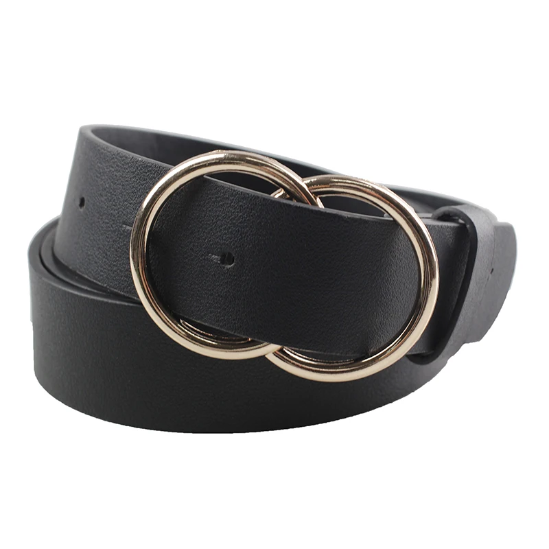 Black belt gold round buckle Clearance