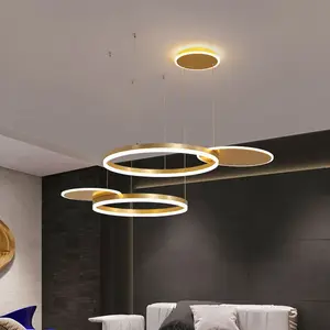 Zeal Lighting Nordic Luxury Circular Led Pendant Light Remote Control Led Ceiling Chandeliers Light