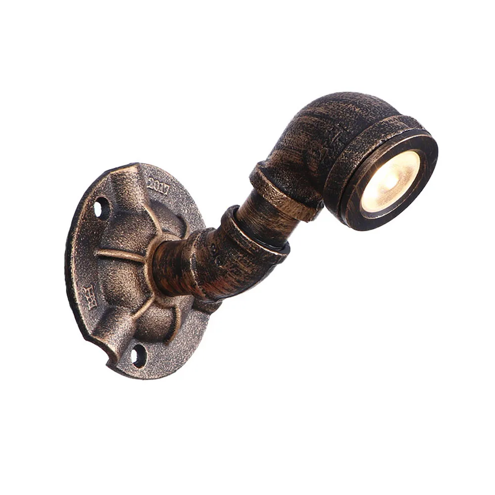 Decor bedroom living room indoor rustic iron wheel shaped water pipe wall light classic wall lamp