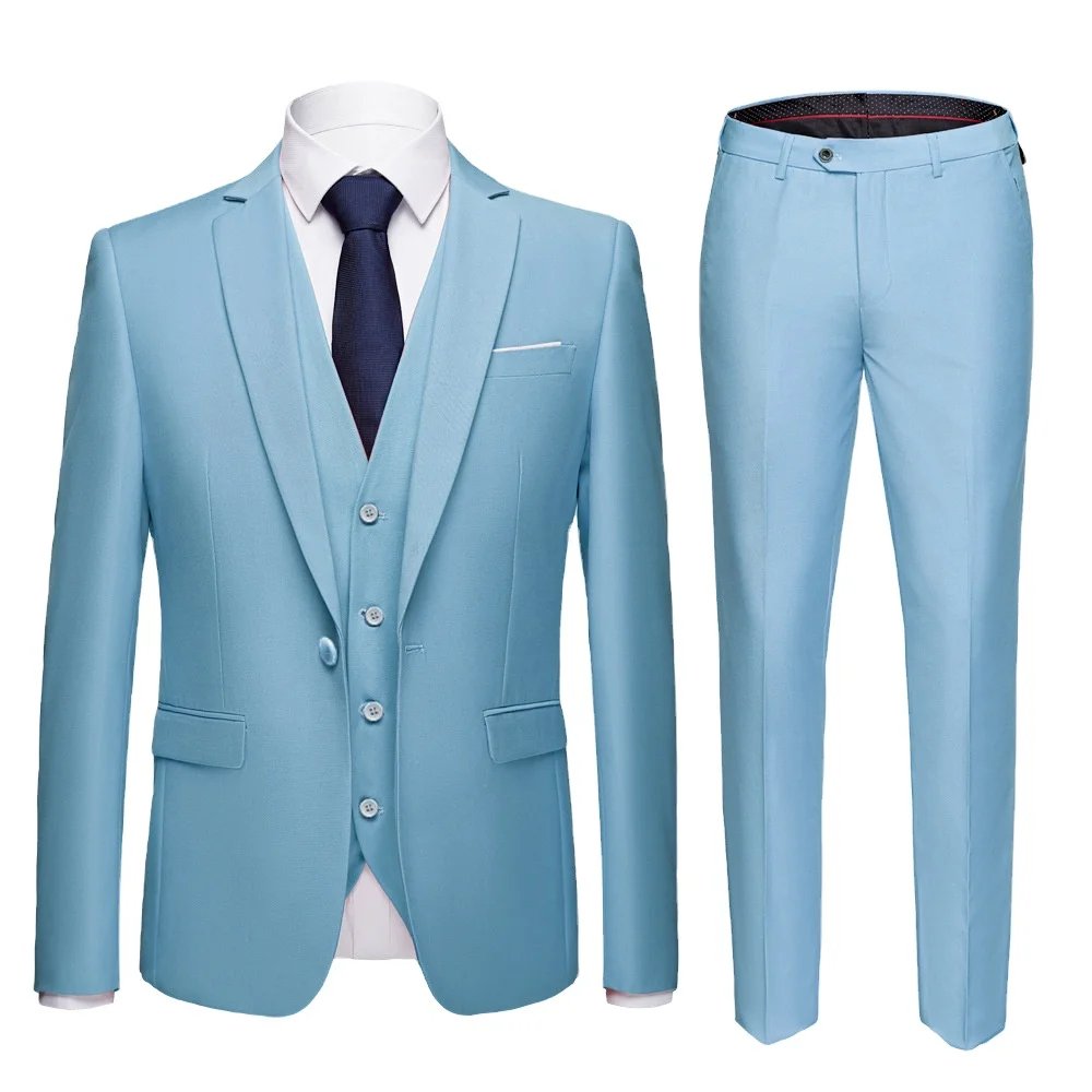 Men Blazers Set 3 Pieces Wedding 2 Suit Elegant Full Pants Design Latest Vest Business 2023 Slim Fit Coat Trousers_voghion.com