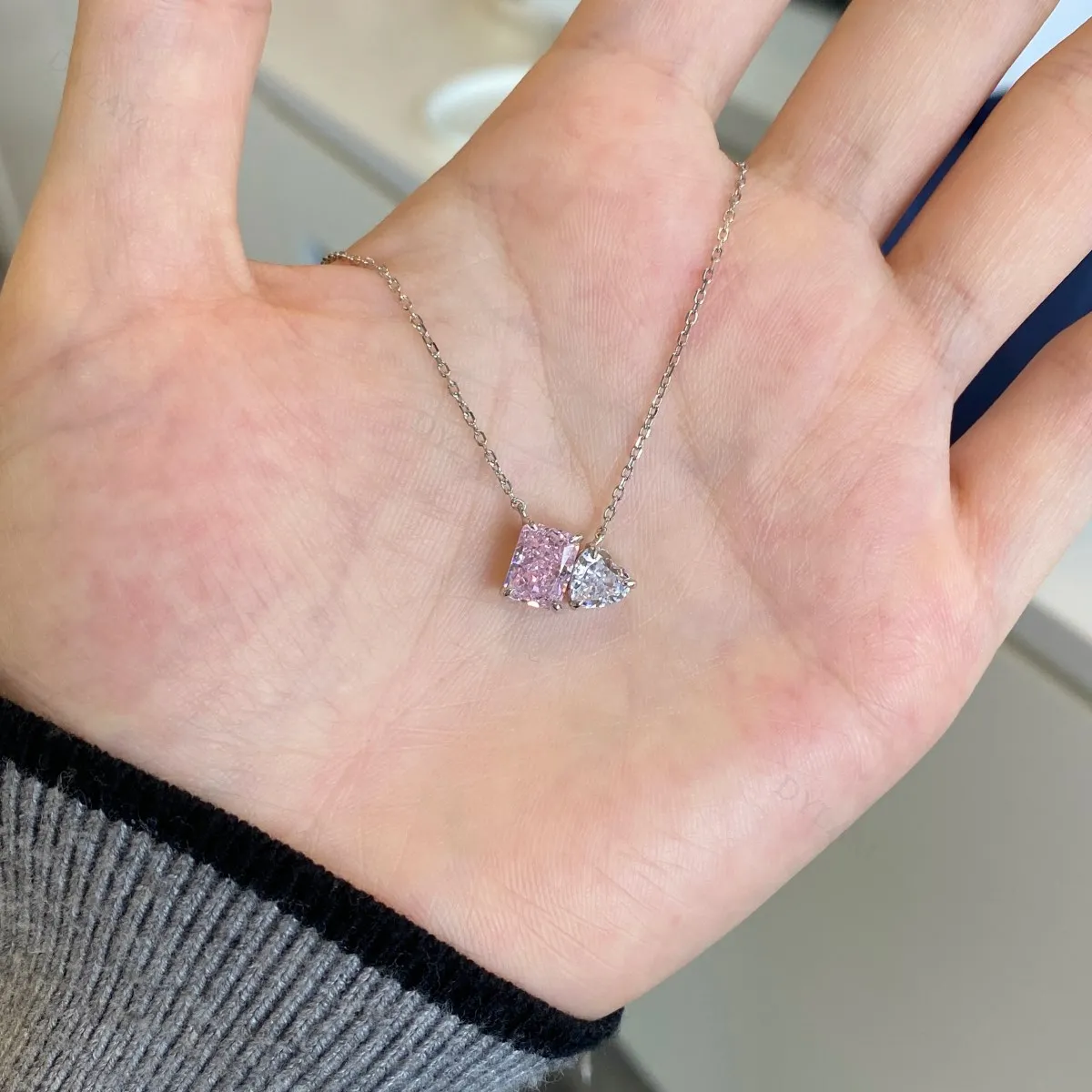 KAKODIY custom 18K gold plated necklace 925 Sterling Silver crystal heart shaped lover pendant CZ suitable for women wedding gifts and birthdays detail 5