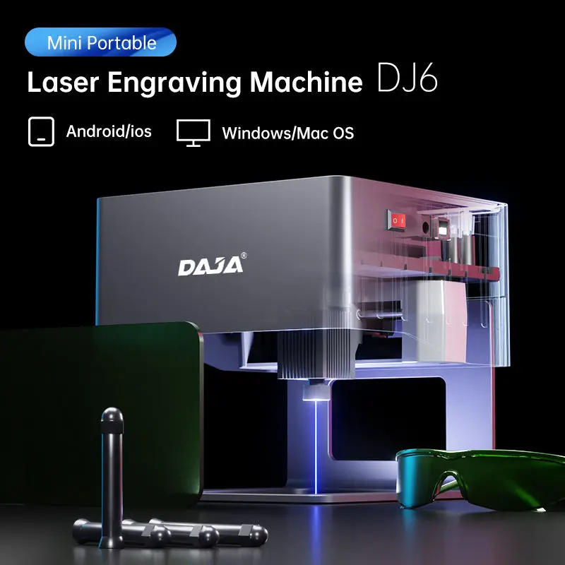 DAJA DJ6 ポータブルバンクレーザープリンター、彫刻機、木材用、3W