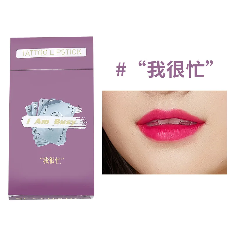 20Pcs One Time Lipstick Cigarette Box Liquid Tint 5 Colors Long Lasting Waterproof  Matte Tattoo Lipstick