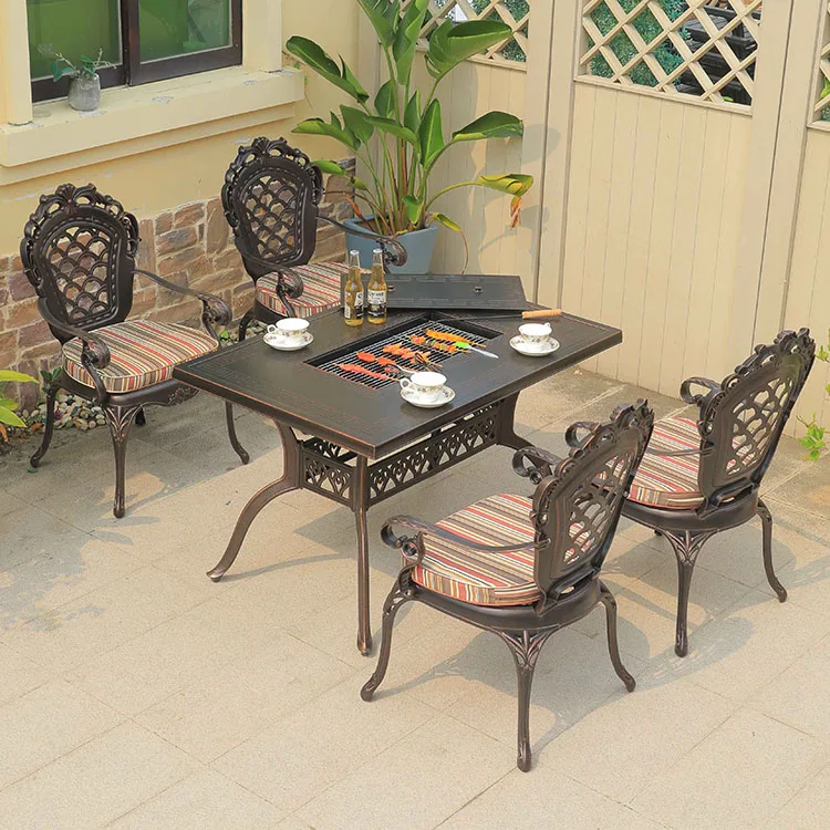 Korean Grill Tables Metal Outdoor Furniture Modern Restaurant Cast ...