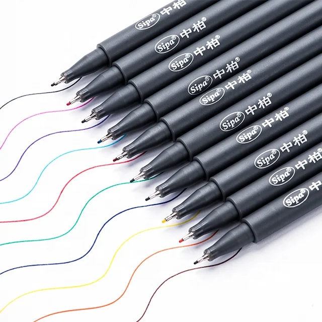 Sipa Fine Line Drawing Pens SR153 0.38 mm Pack of 10 Variety of Colors