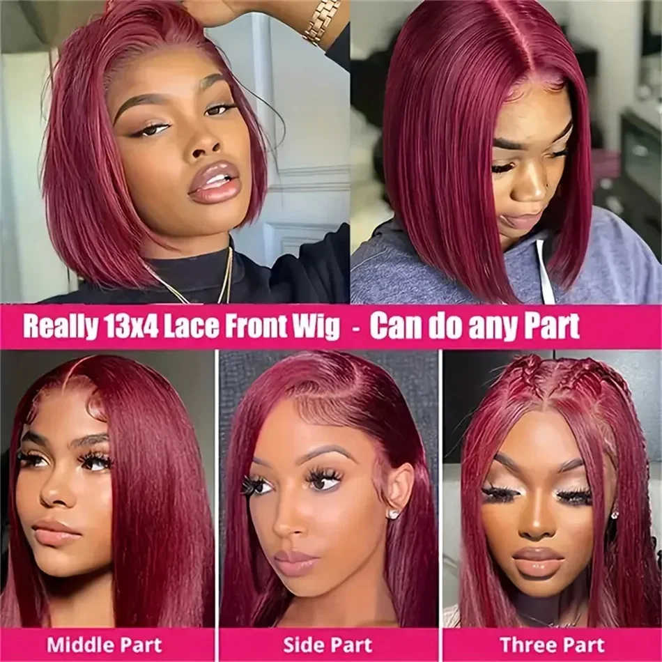 99J Bob Kurze Gerade Perücken Menschliches Haar 8-16 Zoll Brasilianische Perücken 100% Spitze Für Frau Natürliche Haarperücke 210% Dichte Remy Haar_voghion.com