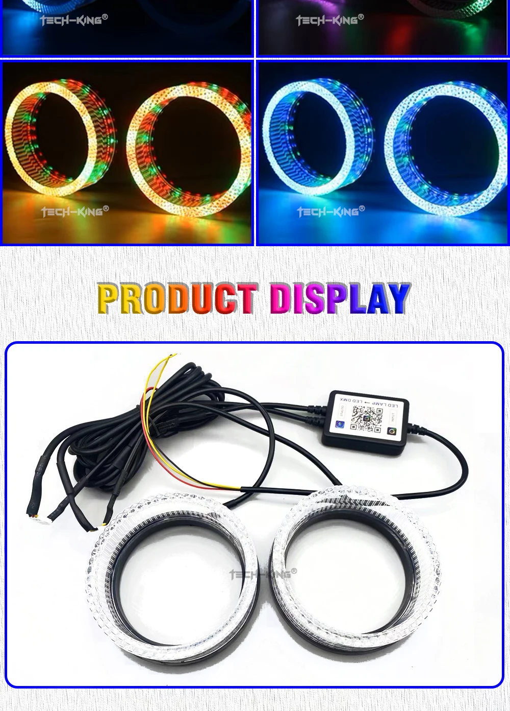 Crystal LED Angel Eyes Shroud White Amaber Signal Light Car Light Accessories For Car Led Projector Lens 3 inch angel eye circle