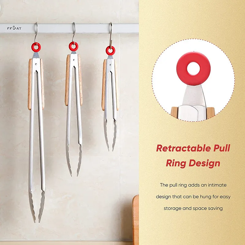 Stainless Steel Locking Kitchen Cooking Tongs Metal BBQ Grill Tongs for Grilling Food manufacture