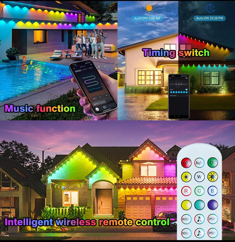 Smart LED Remote APP Controller Outdoor Waterproof IP67 50ft Eave ...