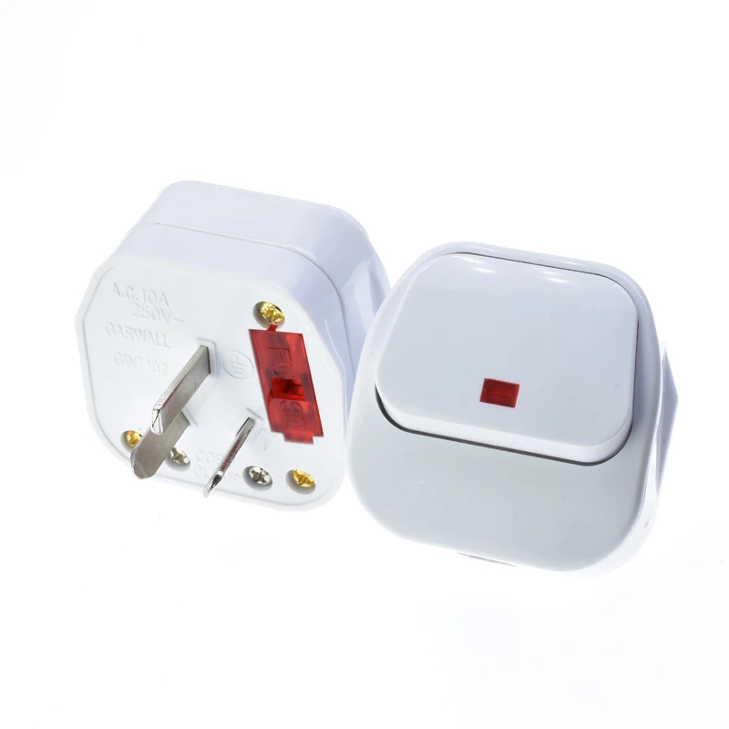 Australia Rewireable Plug Type I Flat 3 Pins AUS Wiring Plug With Red Indicate Light and Control Power Switch 10A AU Power Plug