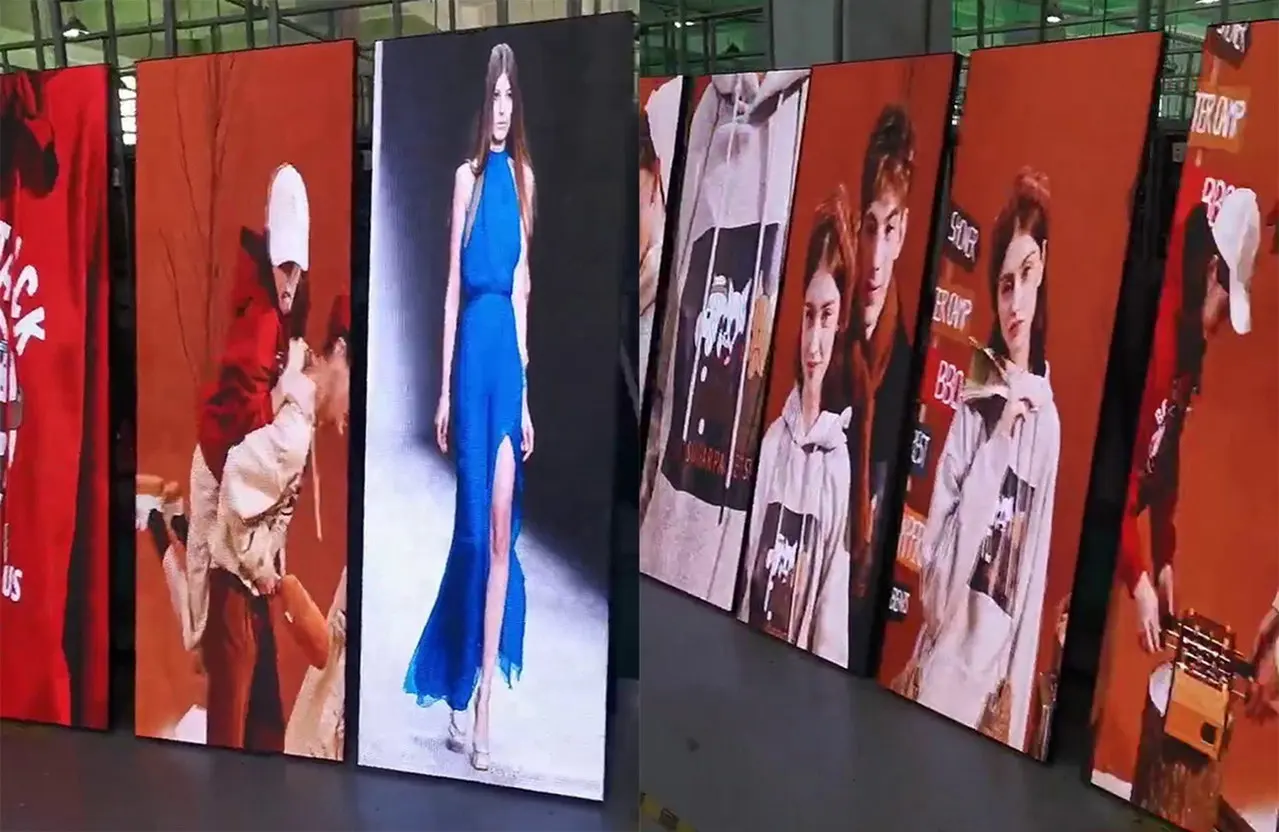 mirror poster stand led display for stores