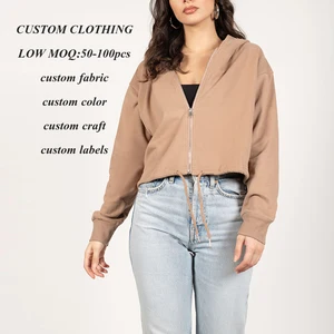 Factory Hot Selling Oversized Women Plain Zip up Blank Hoodie Custom Drawstring Bottom Women 420gsm Hevayweight Cotton Hoodie