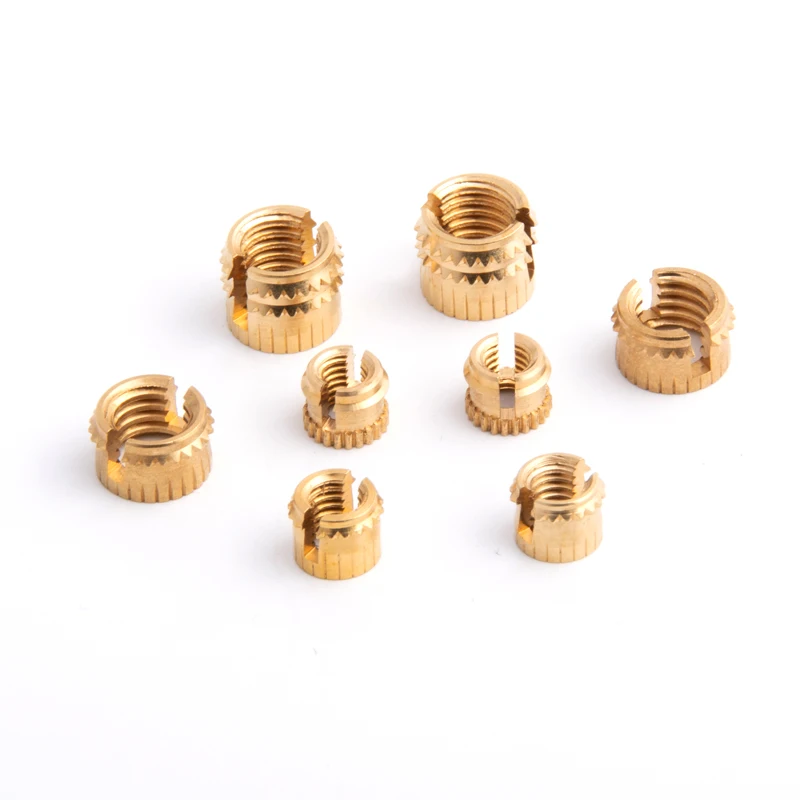 Custom Length High Quality M3 M4 M5 M6 M8 M10 Brass Cold Press Female Thread Insert  Slotted Copper Nuts for Plastic Laptop
