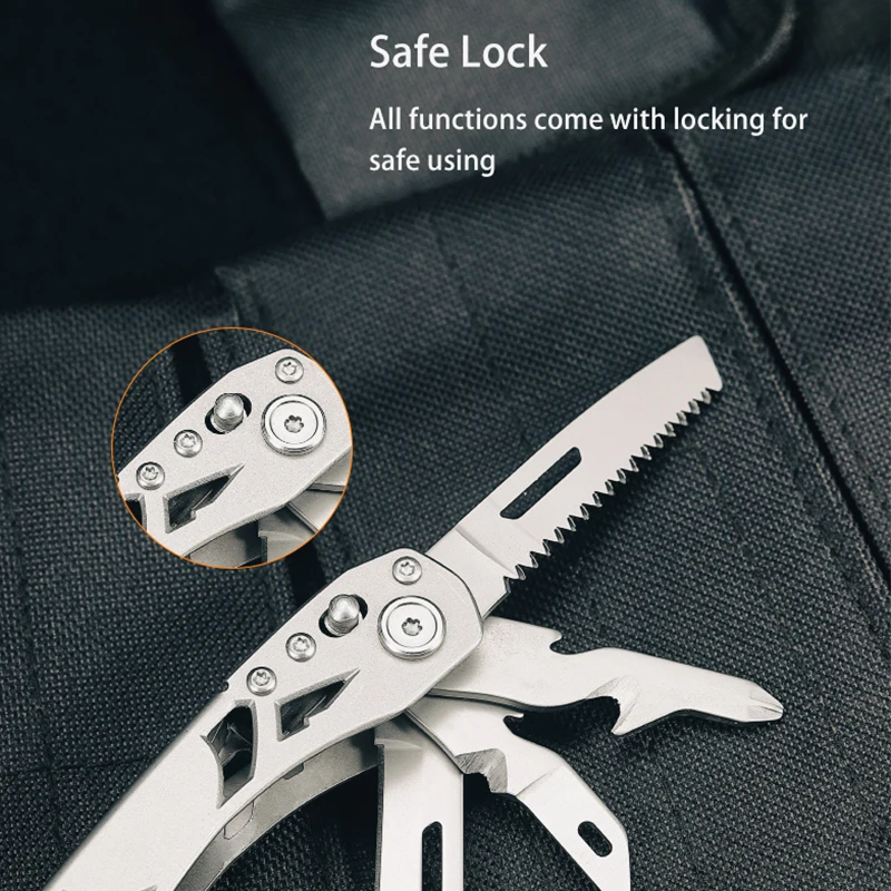 GHK 15-Function Outdoor Multitool Safe Locking Steel  New Design OEM Customizable Multi-Functional Folding Pliers