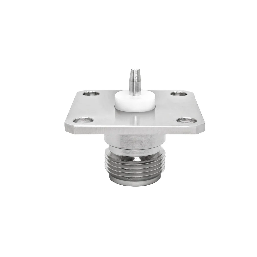 50Ohm RF Flange Coaxial Connector  N Female 4-hole Panel Mount Cable Connector to QC Male Plug Coax Adapter