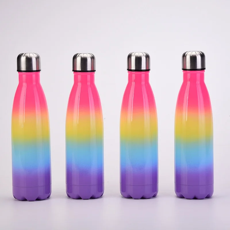 2026 Cross-border New Gradient Color Rainbow 500ml Double-layer Stainless Steel Vacuum Insulated Bullet Cup Outdoor Portable preview 3