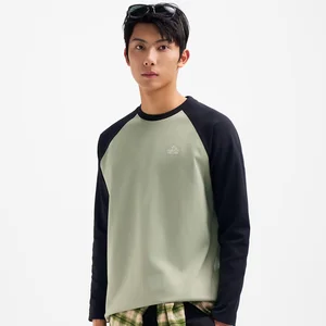 Pelliot Outdoor Unisex Casual Long Sleeve T-Shirt Mountain Series 100% Polyester Jersey Crew Neck Top Color Block Raglan Base