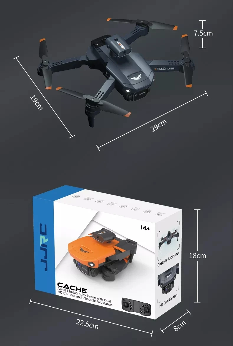 JJRC H106 RC Quadcopter - 4K Foldable Drone with Obstacle