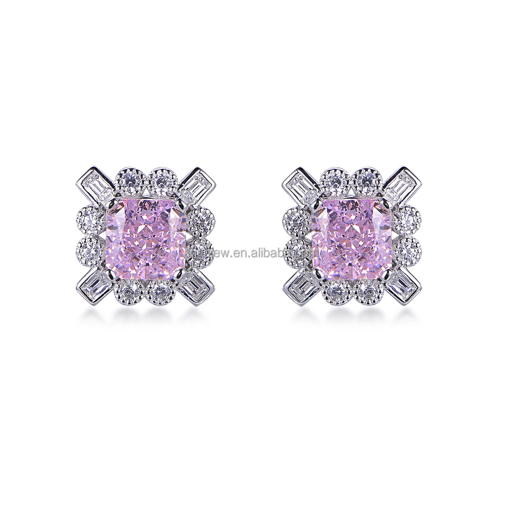 Amazon Hot Selling 925 Sterling Silver Amethyst Earrings Stud Stone Earrings Fashion Designer Earrings Popular Brands