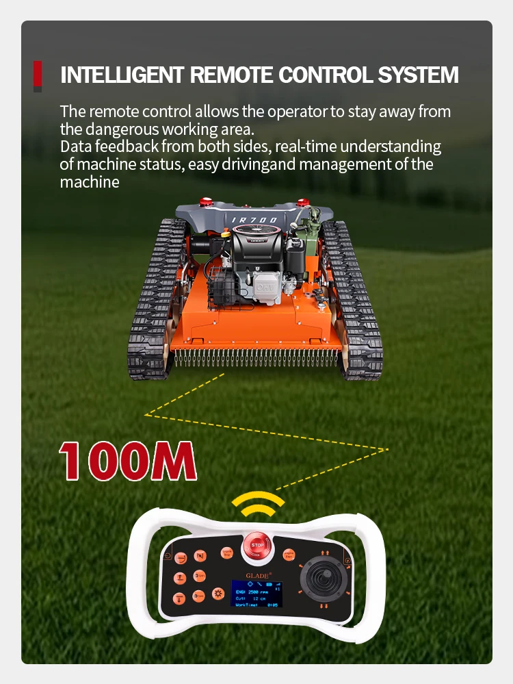 Crawler Robot Lawn Mower Self Propelled Remote Control Walking Tractor