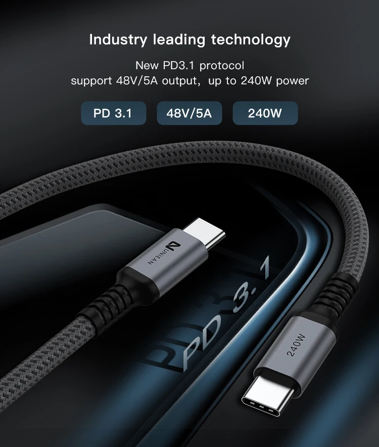 480mbps Data Transfer 8k 60hz Usb-c Cable 48v 5a Pd 3.1 240w Usb2.0 Usb ...