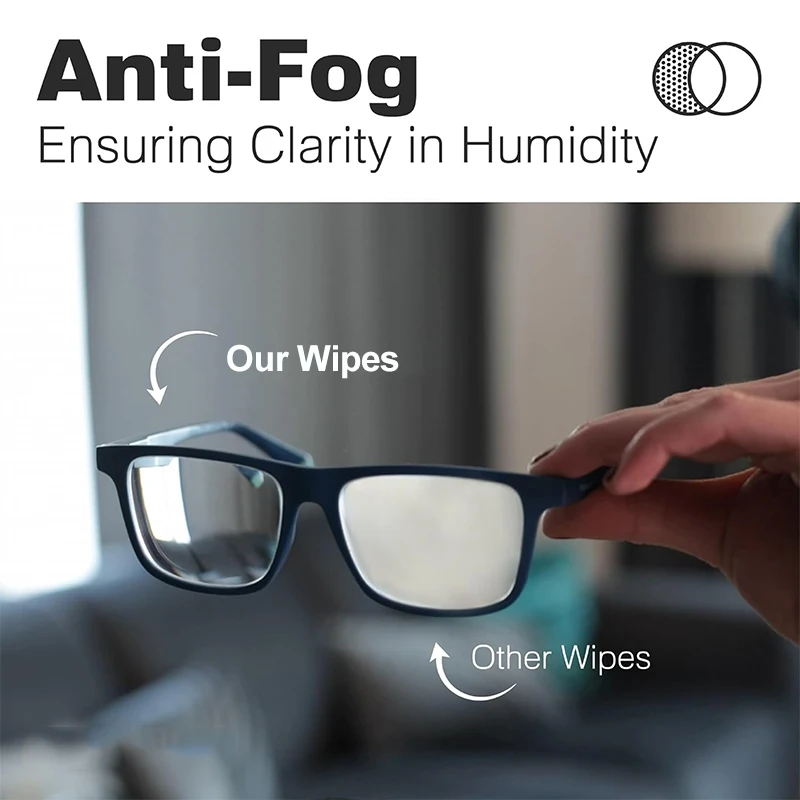 Private Label Anti-Static Pre Moistened Anti Fog Lens Cleaning Wet Wipes for Glasses
