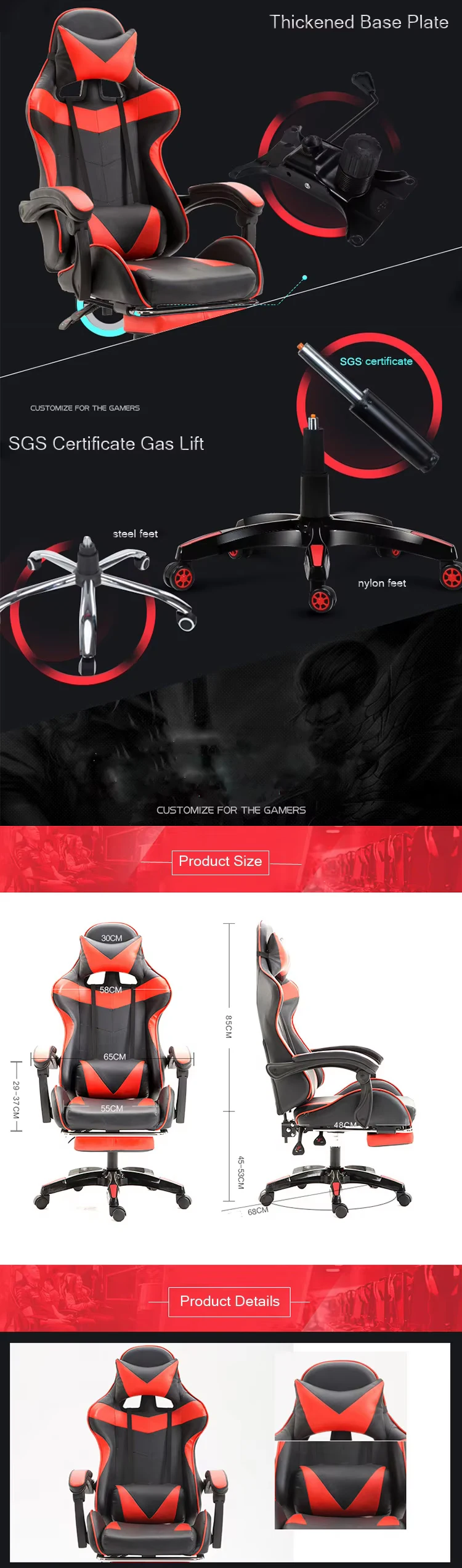 Swivel Gaming Chair with footrest Swivel Faux Leather Game Chair office Ergonomic Computer Silla Gaming Racing Chair For E-Sport