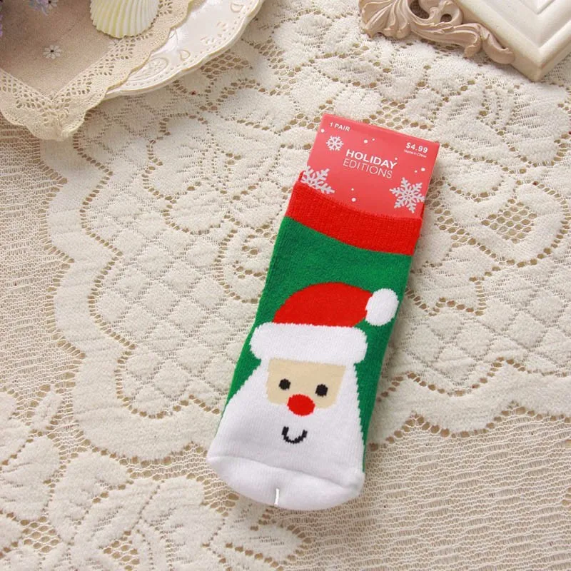 Оптовая продажа, высококачественные детские жаккардовые носки для малышей из 100% чесаного хлопка, детские рождественские носки