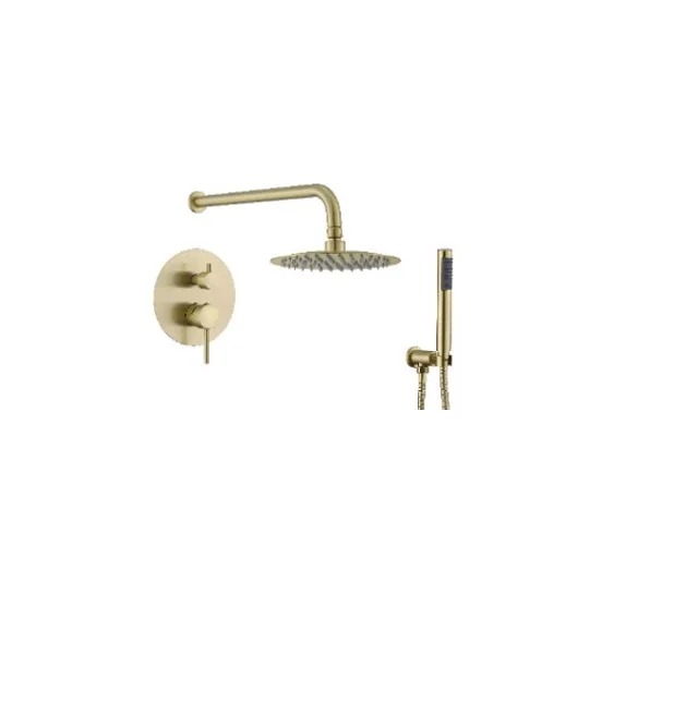 Hot Sale Golden brush finish Wall Mounted Bathroom Shower Faucet  OEM Ceramic Brass Concealed   Bath Shower  mixer tap faucet