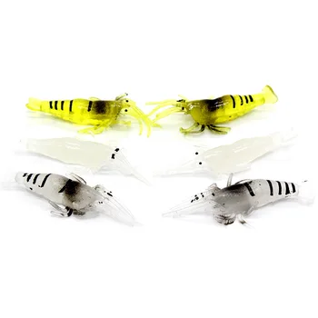 CHEERY 10pcs/bag T-BAIT SS-2 High Quality Luminous Soft Shrimp Artificial Bait Lures for Pike Bottom Fishing with Hooks – Soft Lure – view 4