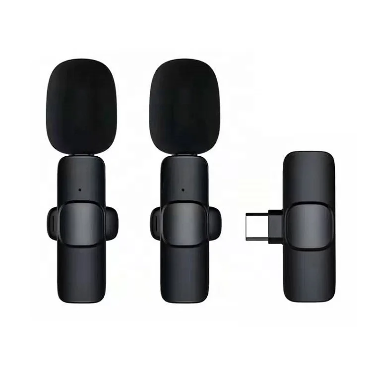 New K9 Wireless Lavalier Microphone 2in1 Noise Cancellation Mini Portable Mic for Iphone Android Live Streaming Vlog Recording