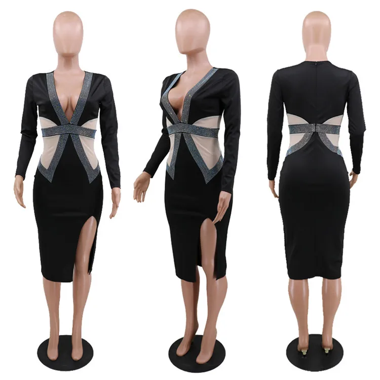 New Style Latest Sexy V-neck party dresses women Woman Casual Dress date night dresses