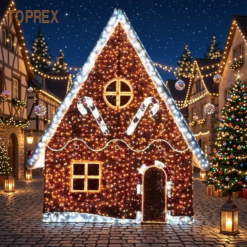 3D Outdoor Gingerbread House Lights - Merry Christmas Decor