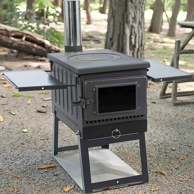 Portable Tent Wood Burning Stove with Pipe Multipurpose Camping Heating Wood Burning Stove for Tents Shelters and Camping