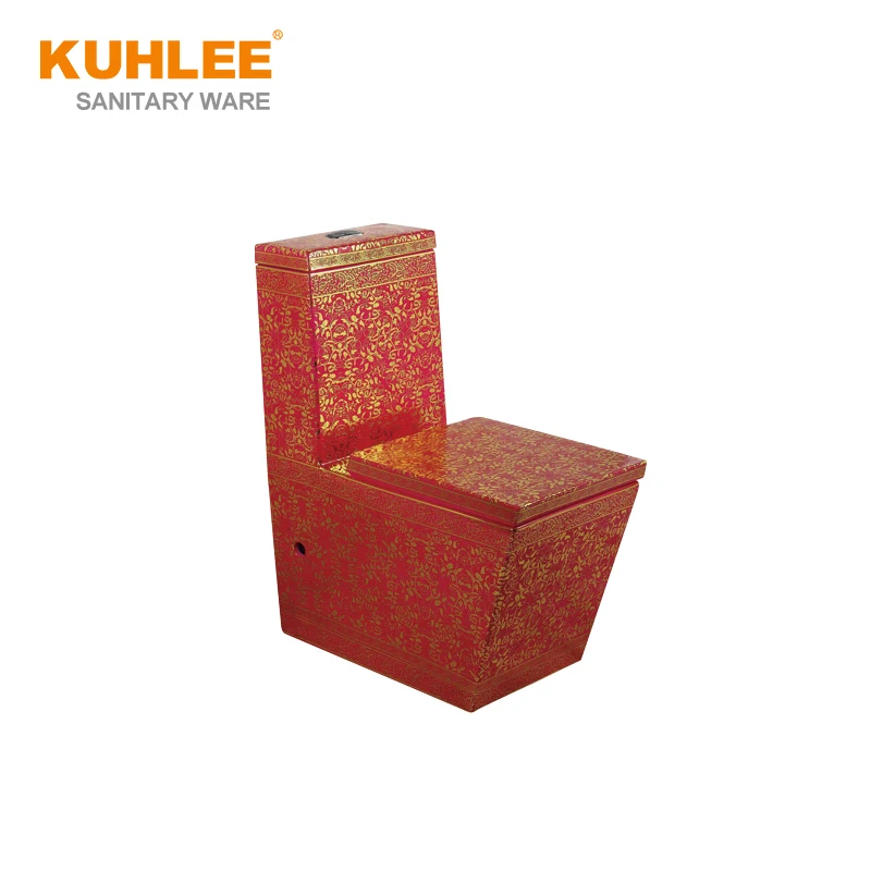 Toilet Sets Bathroom Ceramic Sanitary Ware Luxury Color Floor Mounted One Piece Toilet Suits