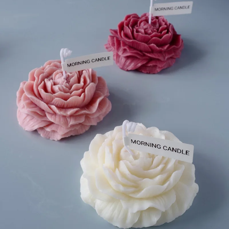 Moules En Silicone 3D Pour Bougies/Chocolats - Formes Fleurs (Pivoine, Œillet, Rose) - Lot De 3 - TEUYOE