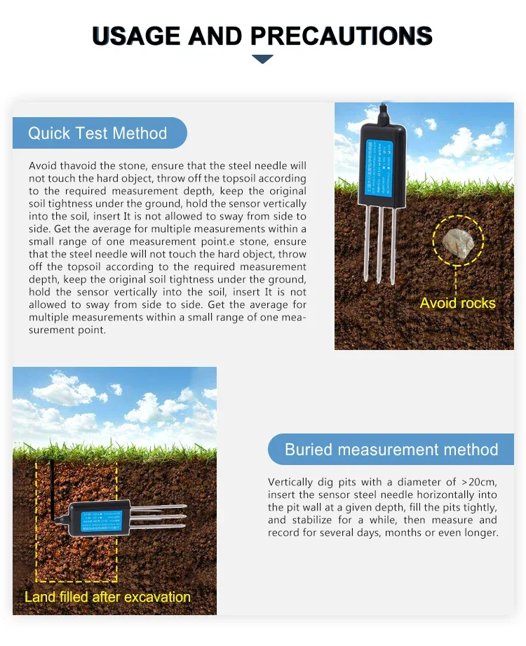 3 In1 Soil Moisture Temperature EC Conductivity Sensor IP68 RS485 Soil ...