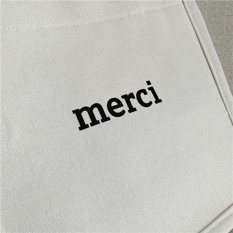 Source Black Tote Bag Custom Logo Merci Shopping Bag Pure White Small Size  Luxury Fashion Bag on m.